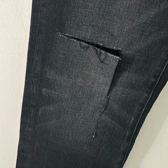 Edwin Women's CAi Straight Leg Ripped Distressed Black Denim Jeans 27 New - Picture 6 of 11